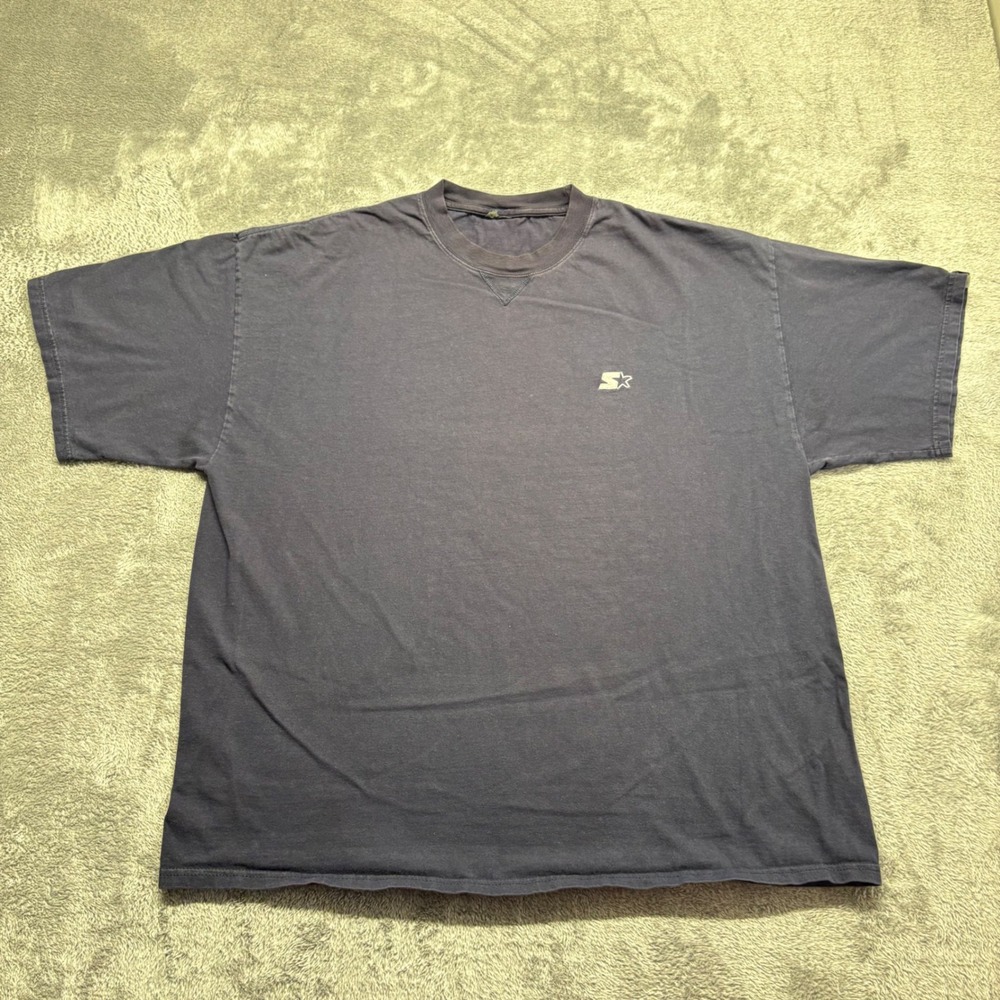 Starter T-Shirt Mens XL Navy Blue Good Vintage Embroidered Logo Short‎ Sleeve
